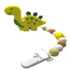 Baby Teeteeltjes Dinosaurus Teether Pain Relief Toy With Fopspeen Clip Houder Set voor Pasgeboren Baby's Neutraal voor jongens en meisjes