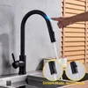 Trek de sensor zwarte keukenkraan gevoelig aanraakbediening kraan mixer voor keuken aanraaksensor keukenmixer Tap T200710