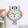 간단한 만화 벽 시계 올빼미 크리 에이 티브 음소거 벽 시계 현대적인 디자인 동물 릴리스 파드 거실 장식 홈 장식 H1230