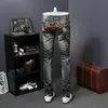 Хип-хоп Джинсовые брюки Мужские брюки 2019 Модные мужские джинсы с цветочной вышивкой Летние новые узкие джинсы Мужские повседневные облегающие синие C1123282h