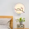 Chinese Stijl Zwart Wit Wandlampen 16W Moderne Blaker Met Bloem Decor Voor Woonkamer Slaapkamer Nachtkastje Verlichting 110/220V