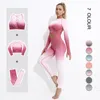 New Women Yoga Outfits Seamless Leggings Long Sleeve Crop Top Sports Bra Running Clothing Gym Suits Fitness Wear Workout Sports Suit Ombre Color