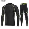 ARSUXEO Hommes Hiver Running Set Sport costumes Survêtement Polaire À Manches Longues Sportswear Compression Chemises Pantalons Gym Vêtements U81kk 201119