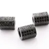 Ny Mode Handgjorda DIY Smycken Charms Rostfritt Stål Micro Pave Jet Zircon Hexagon Bead Charm med hål