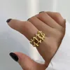 Silvology 925 prata esterlina anéis irregulares escalonados colisão dente openwork japão coreia anéis largos para mulheres jóias da moda 4894696