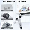 Verstelbare laptop stand 2 CPU koeling USB-fan laptop tafel geschikt voor bedwerkstation met muismat opvouwbare koken boekenplank wit