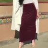 2021 봄 여름 치마 높은 허리 무슬림 꽉 바디 콘 칼집 긴 여성 단단한 연필 S Streetwear Q0119