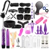 Prodotti del sesso Giocattoli erotici per adulti BDSM Sex Bondage Set Manette Dildo Vibratore Plug anale Frusta Giocattoli del sesso per coppie Y210330