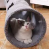 Gri Kedi Oyuncak Katlanabilir Geçiş Tüneli Uzun Yuva Kedi Yatak Çevre Eğitim Pet Oyuncak Yuvarlak Süet Nefes Kedi Yatak 201217