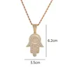 Iced Out Hand Hanger Ketting Goud Zilver Kleur Kubieke Zirkoon voor Mannen Vrouwen Hiphop Sieraden Voor Gift242O