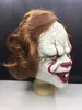 Латексная вечеринка поставляет Джокер Маска Стивена King's It Mask Mask Clown Party Carnival Halloween Страшные маски Маскарас Полное лицо Смешная маска Y200103