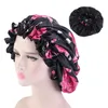 Nieuwe grote satijnen vagetische motorkap Slaapdop dubbelzijdige omkeerbare omkeerbare satijnen motorkap hoed Silky Night Sleep Cover Cap Ladies Hair Styling