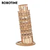 Robotime 137pcs DIY 3D-lutande torn av Pisa Trä pusselspel Populär leksakgåva för barn Tonåring Vuxen TG304 201218