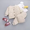 Giyim Setleri Kış çocuklar sıcak kıyafetleri tutun Sonbahar Çocuklar Erkek Kız Kızlar Kalın Pamuk Ceket Pantolonu 2 PCS/Setler Bebek Bebek Günlük Takipler 221007