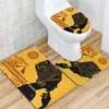 4 unids / set Cortina de ducha Juego de alfombrillas de baño Patrón de mujer africana Pedestal Alfombra Tapa Tapa de inodoro Alfombra antideslizante Cortinas de baño LJ201130