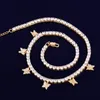 Butterfly Necklace 14k Gold Plated Iced Out Tennis Chain Choker CZ Hip Hop Bling Smycken Mens Fashion Halsband3804716