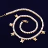 Butterfly Necklace 14k Gold Plated Iced Out Tennis Chain Choker CZ Hip Hop Bling Smycken Mens Fashion Halsband9579118