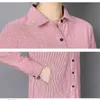 Camisa de blusas listradas de mulheres vogorseas camisa casual de estilo solto e tamanho de primavera outono de manga comprida