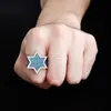 Men's Fashion Copper Gold Color Plated Ring Exaggerate High Quality Iced Out CZ Stone Star Ring Jewelry