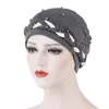 2020 여성을위한 새로운 캐주얼 터빈 진주 장식 Femme Musulman Headscarf Turban Cap 여성을위한 단일 브레이드 모자