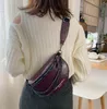 Waist Bags 2021 Women's Bag PU Leather Metal Double Chain Sum Per Band Fanny Pack Bananka Fashion Satchel Belly Belt Bag1