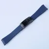 20mm Curved End Watch band and Black Polished Clasp Silicone Black Navy Green Orange Red Rubber Watchband For Rol strap SUB GMT Da4176645