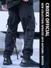 Croxx Techwear męska czarna wstążka spodnie Cargo Ripstop Tkanina Hip Hop Punk Fashion H1223