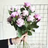 Flores artificiales de franela rosa, ramo de rama larga para boda, decoración del hogar, plantas falsas, suministros de corona DIY, accesorios w-01375