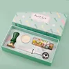 Retro Kleurrijke Kaarsen Afdichting Wax Kit Houten Handvat Stempel Inkt Set Fire Paint Sear Sets Creative Gift 200 Seal Patronen om uit te kiezen