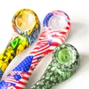 Printing Silicone Hand Pipe Tobacco Smoking Pipe with thick glass bowl for oil rig water pipes glass bongs free shipping