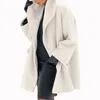 Женская шерсть смешивает осенью и зимние свободные офисные пальто куртки женщин повседневная твердое ветровка с длинным рукавом верхняя одежда вершины abrigos para m m