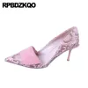 Brand Snakeskin Pink Shoes Mulheres saltos altos finos elegantes 2020 3 polegadas Ponto Bombas de ponta de ponta de prata Sarpin Sarpin 4 34 Snake1