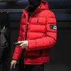 Nuovi uomini giacca invernale cappotto con cappuccio caldo antivento Parka uomo spesso Parka casual studente slim fit outwear rosso soprabito maschile 201114