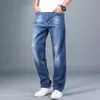 7 Colors Available Men's Thin Straight-leg Loose Jeans Summer Classic Style Advanced Stretch Loose Pants Male Brand 201128