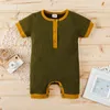 lioraitiin 0-18m Newborn Infant Baby Boy Girl Summer Romper Short Sleeve Cotton Soft Solid Jumpsuit Casual Clothing G1221