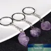 Natural Stone Keychains Handbag Purse Holder Nuggets Raw Real Amethysts Crystal Quartz Stone Dangle Car Clasps Chains Key Rings