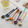 1PC Rainbow Heart Shape Stainless Steel Dessert Coffee Spoon Sugar Honey Ice Cream Tools Kitchen Dinnerware Milk Scoops