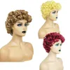 Curly Burgundy Synthetic Wig Simulation Human Hair Wigs Hairpieces for Black and White Women Perruque Blonde K45