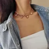 Chokers SHIXIN Hiphop Thick Iced Out Cuban Link Chain Necklace Women Crystal Heart Pendant Choker Statement Rhinestones Jewelry