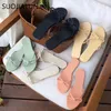 Suojialun Candy Cores Mulheres Chinelos de Verão Open Oper Toe Flat Slipper Casual Femal Beach Outdoor Sandália Flip Flops Sapatos MJue Y200423