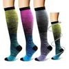 Adulte absorbant la sueur randonnée dégradé couleur Nylon respirant sport soutien élastique course chaussettes de Compression antidérapant confortable 1238p