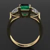 14K Guldsmycken Green Emerald Ring for Women Bague Diamant Bizuteria Anillos de Pure Emerald Gemstone 14K Gold Ring for Women Y1119