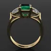 14k Gouden Sieraden Groene Smaragd Ring voor Vrouwen Bague Diamant Bizuteria Anillos De Pure Emerald Edelsteen 14k Gouden Ring voor Vrouwen Y1119