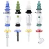 CSYC NC039 Glass Bong Dab Rig Smoking Pipes 10mm 14mm Quartz Ceramic Nail Big Tower Style OD 38mm About 6.5 Inches Tube Water Perc Bubbler Pipe