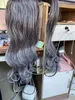 Superbe morceau de cheveux de queue de cheval gris ondulé argent sel et poivre queue de cheval extension de cheveux humains clip de cordon en naturellement gris 1pcs 120g