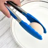 Silicone Food Tong Ze Stali Nierdzewnej Kuchnia Kuchnia Sałatka Chleb Porcja Tongs Anti-Slip Cooking Clip Clamp BBQ Narzędzia Grill Akcesoria JY0488