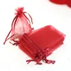 Red color Drawstring Organza bags Gift wrapping bag Gift pouch Jewelry pouch organza bag Candy bags package business gift multi colors