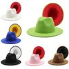 Fashion Woolen Top Hat Double-sided Color Matching Felt Hat Men And Women Flat Brim Jazz Hat Valentines Day Gifts w-00624