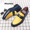 Misalwa Yellow Red White Shiny Loafers Men Wedding Party Dress Shoes PU Leather Elegant Men Flats Plus Size 38-48 Dropshipping Y200420
