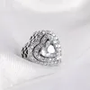 100% 925 Sterling Silver Sparkling Hearts Charm Bead Adatto a bracciali con ciondoli per gioielli in stile Pandora europeo